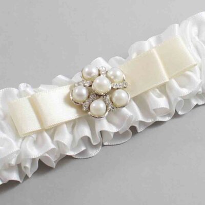 White and Ivory Satin Wedding Garter / White Wedding Garters / Wedding Garter / Custom Wedding Garter / Bridal Garter / Prom Garter / Linda Joyce Couture / Personalized Garter / Personalized Wedding Garter / Personalized Prom Garter