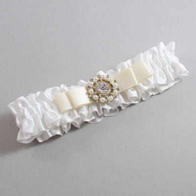 White and Ivory Satin Wedding Garter / White Wedding Garters / Wedding Garter / Custom Wedding Garter / Bridal Garter / Prom Garter / Linda Joyce Couture / Personalized Garter / Personalized Wedding Garter / Personalized Prom Garter