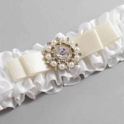 White and Ivory Satin Wedding Garter / White Wedding Garters / Wedding Garter / Custom Wedding Garter / Bridal Garter / Prom Garter / Linda Joyce Couture / Personalized Garter / Personalized Wedding Garter / Personalized Prom Garter