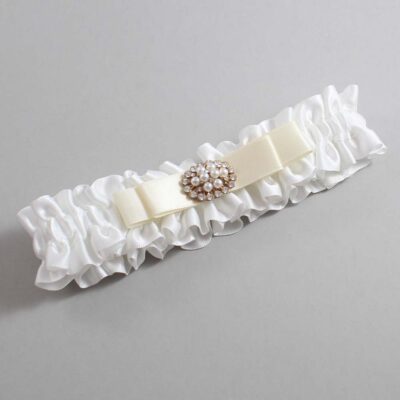 White and Ivory Satin Wedding Garter / White Wedding Garters / Wedding Garter / Custom Wedding Garter / Bridal Garter / Prom Garter / Linda Joyce Couture / Personalized Garter / Personalized Wedding Garter / Personalized Prom Garter