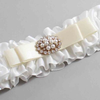 White and Ivory Satin Wedding Garter / White Wedding Garters / Wedding Garter / Custom Wedding Garter / Bridal Garter / Prom Garter / Linda Joyce Couture / Personalized Garter / Personalized Wedding Garter / Personalized Prom Garter