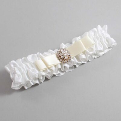 White and Ivory Satin Wedding Garter / White Wedding Garters / Wedding Garter / Custom Wedding Garter / Bridal Garter / Prom Garter / Linda Joyce Couture / Personalized Garter / Personalized Wedding Garter / Personalized Prom Garter