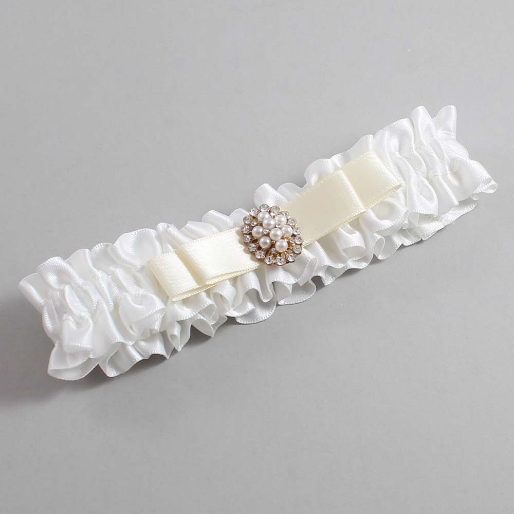 White and Ivory Satin Wedding Garter / White Wedding Garters / Wedding Garter / Custom Wedding Garter / Bridal Garter / Prom Garter / Linda Joyce Couture / Personalized Garter / Personalized Wedding Garter / Personalized Prom Garter