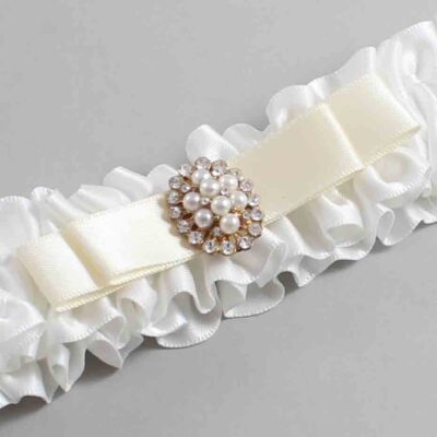 White and Ivory Satin Wedding Garter / White Wedding Garters / Wedding Garter / Custom Wedding Garter / Bridal Garter / Prom Garter / Linda Joyce Couture / Personalized Garter / Personalized Wedding Garter / Personalized Prom Garter