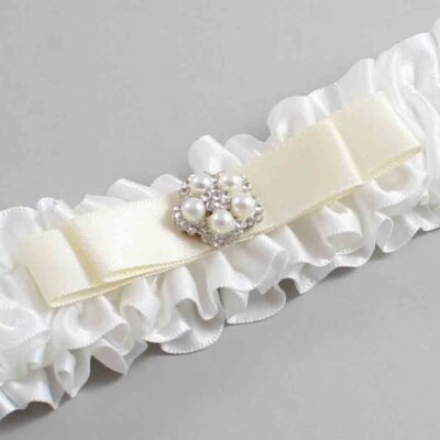 White and Ivory Satin Wedding Garter / White Wedding Garters / Wedding Garter / Custom Wedding Garter / Bridal Garter / Prom Garter / Linda Joyce Couture / Personalized Garter / Personalized Wedding Garter / Personalized Prom Garter