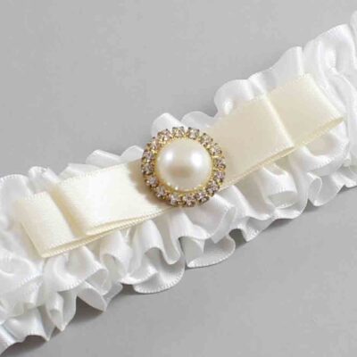 White and Ivory Satin Wedding Garter / White Wedding Garters / Wedding Garter / Custom Wedding Garter / Bridal Garter / Prom Garter / Linda Joyce Couture / Personalized Garter / Personalized Wedding Garter / Personalized Prom Garter