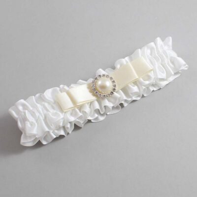 White and Ivory Satin Wedding Garter / White Wedding Garters / Wedding Garter / Custom Wedding Garter / Bridal Garter / Prom Garter / Linda Joyce Couture / Personalized Garter / Personalized Wedding Garter / Personalized Prom Garter