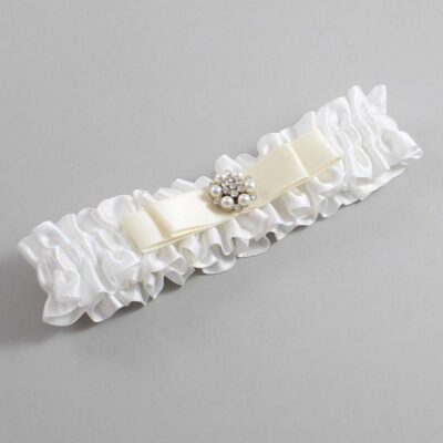 White and Ivory Satin Wedding Garter / White Wedding Garters / Wedding Garter / Custom Wedding Garter / Bridal Garter / Prom Garter / Linda Joyce Couture / Personalized Garter / Personalized Wedding Garter / Personalized Prom Garter