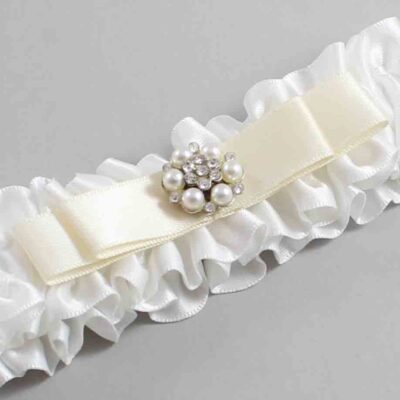White and Ivory Satin Wedding Garter / White Wedding Garters / Wedding Garter / Custom Wedding Garter / Bridal Garter / Prom Garter / Linda Joyce Couture / Personalized Garter / Personalized Wedding Garter / Personalized Prom Garter