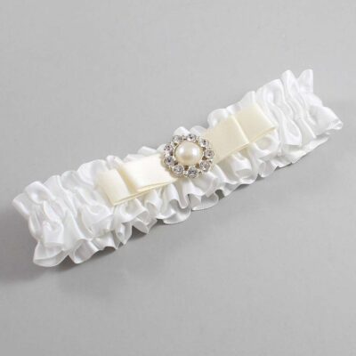 White and Ivory Satin Wedding Garter / White Wedding Garters / Wedding Garter / Custom Wedding Garter / Bridal Garter / Prom Garter / Linda Joyce Couture / Personalized Garter / Personalized Wedding Garter / Personalized Prom Garter