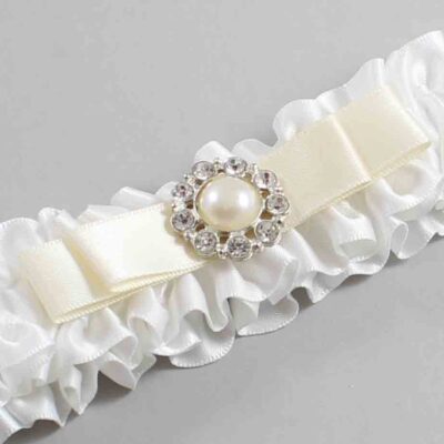 White and Ivory Satin Wedding Garter / White Wedding Garters / Wedding Garter / Custom Wedding Garter / Bridal Garter / Prom Garter / Linda Joyce Couture / Personalized Garter / Personalized Wedding Garter / Personalized Prom Garter