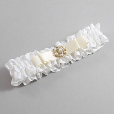 White and Ivory Satin Wedding Garter / White Wedding Garters / Wedding Garter / Custom Wedding Garter / Bridal Garter / Prom Garter / Linda Joyce Couture / Personalized Garter / Personalized Wedding Garter / Personalized Prom Garter