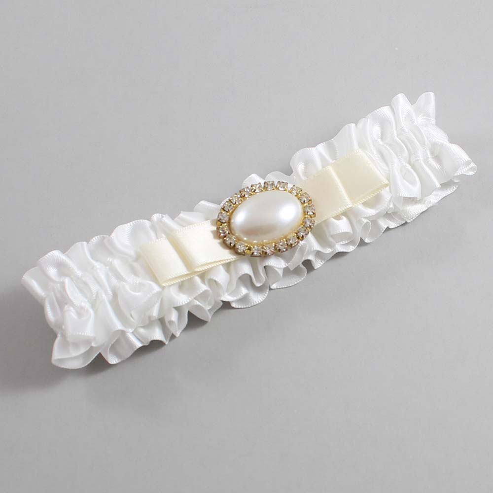 White and Ivory Satin Wedding Garter / White Wedding Garters / Wedding Garter / Custom Wedding Garter / Bridal Garter / Prom Garter / Linda Joyce Couture / Personalized Garter / Personalized Wedding Garter / Personalized Prom Garter