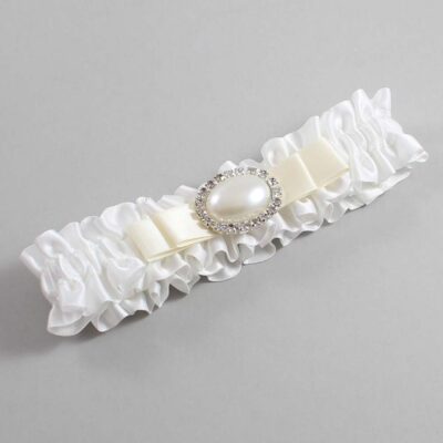 White and Ivory Satin Wedding Garter / White Wedding Garters / Wedding Garter / Custom Wedding Garter / Bridal Garter / Prom Garter / Linda Joyce Couture / Personalized Garter / Personalized Wedding Garter / Personalized Prom Garter