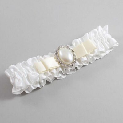 White and Ivory Satin Wedding Garter / White Wedding Garters / Wedding Garter / Custom Wedding Garter / Bridal Garter / Prom Garter / Linda Joyce Couture / Personalized Garter / Personalized Wedding Garter / Personalized Prom Garter