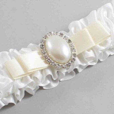 White and Ivory Satin Wedding Garter / White Wedding Garters / Wedding Garter / Custom Wedding Garter / Bridal Garter / Prom Garter / Linda Joyce Couture / Personalized Garter / Personalized Wedding Garter / Personalized Prom Garter