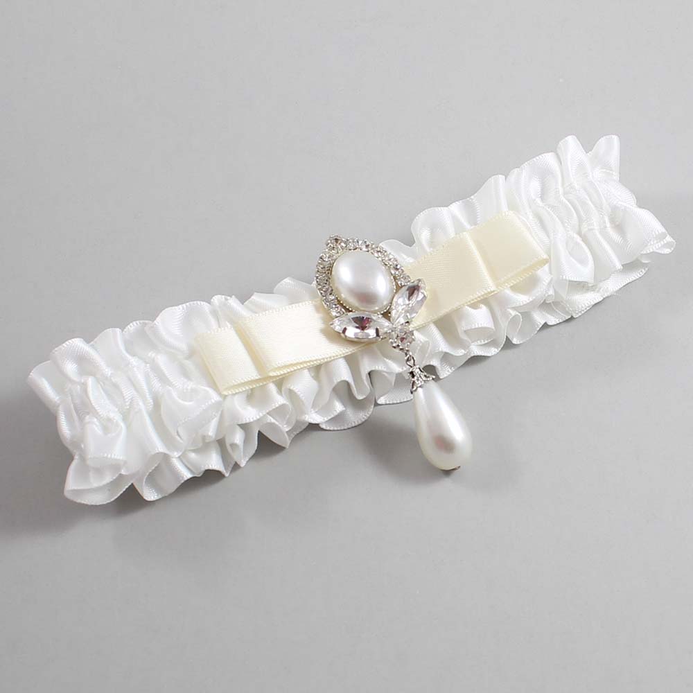 White and Ivory Satin Wedding Garter / White Wedding Garters / Wedding Garter / Custom Wedding Garter / Bridal Garter / Prom Garter / Linda Joyce Couture / Personalized Garter / Personalized Wedding Garter / Personalized Prom Garter