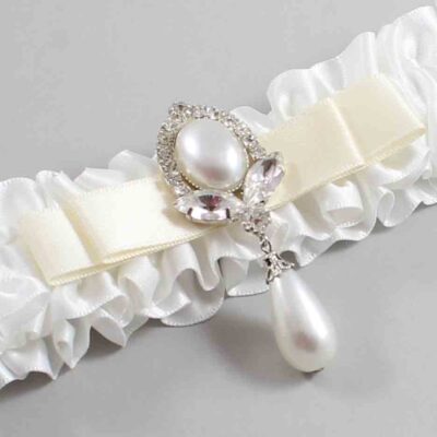 White and Ivory Satin Wedding Garter / White Wedding Garters / Wedding Garter / Custom Wedding Garter / Bridal Garter / Prom Garter / Linda Joyce Couture / Personalized Garter / Personalized Wedding Garter / Personalized Prom Garter