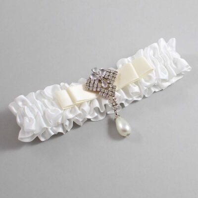 White and Ivory Satin Wedding Garter / White Wedding Garters / Wedding Garter / Custom Wedding Garter / Bridal Garter / Prom Garter / Linda Joyce Couture / Personalized Garter / Personalized Wedding Garter / Personalized Prom Garter