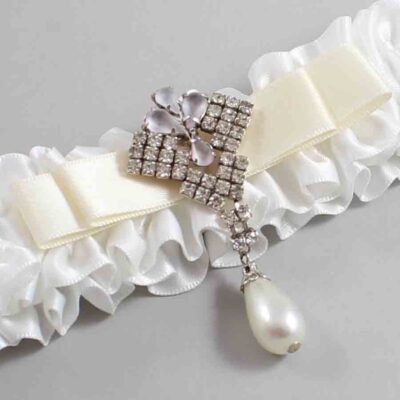 White and Ivory Satin Wedding Garter / White Wedding Garters / Wedding Garter / Custom Wedding Garter / Bridal Garter / Prom Garter / Linda Joyce Couture / Personalized Garter / Personalized Wedding Garter / Personalized Prom Garter