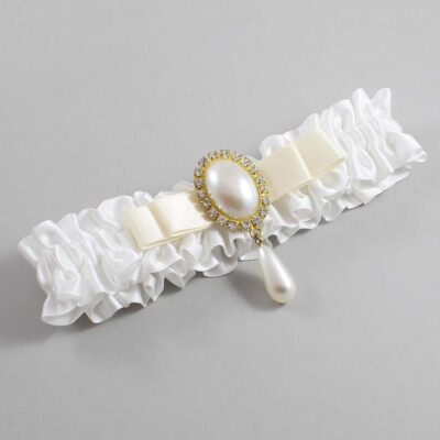 White and Ivory Satin Wedding Garter / White Wedding Garters / Wedding Garter / Custom Wedding Garter / Bridal Garter / Prom Garter / Linda Joyce Couture / Personalized Garter / Personalized Wedding Garter / Personalized Prom Garter