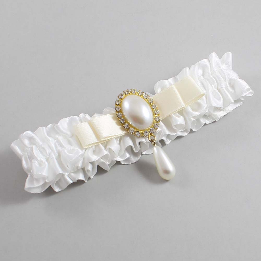 White and Ivory Satin Wedding Garter / White Wedding Garters / Wedding Garter / Custom Wedding Garter / Bridal Garter / Prom Garter / Linda Joyce Couture / Personalized Garter / Personalized Wedding Garter / Personalized Prom Garter