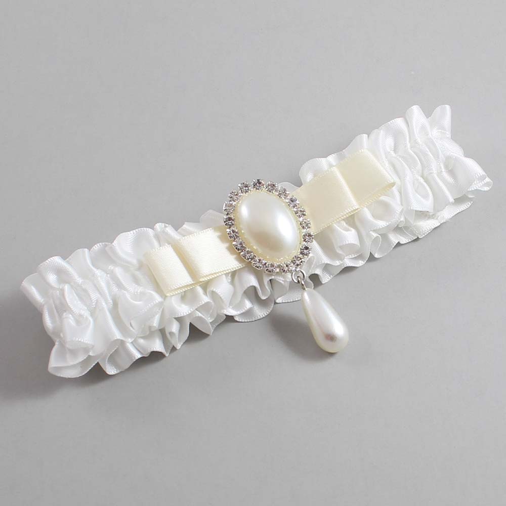White and Ivory Satin Wedding Garter / White Wedding Garters / Wedding Garter / Custom Wedding Garter / Bridal Garter / Prom Garter / Linda Joyce Couture / Personalized Garter / Personalized Wedding Garter / Personalized Prom Garter