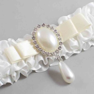 White and Ivory Satin Wedding Garter / White Wedding Garters / Wedding Garter / Custom Wedding Garter / Bridal Garter / Prom Garter / Linda Joyce Couture / Personalized Garter / Personalized Wedding Garter / Personalized Prom Garter