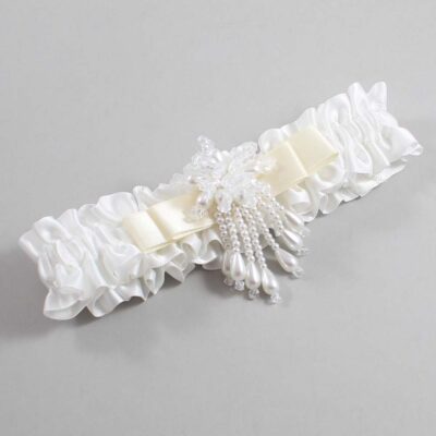 White and Ivory Satin Wedding Garter / White Wedding Garters / Wedding Garter / Custom Wedding Garter / Bridal Garter / Prom Garter / Linda Joyce Couture / Personalized Garter / Personalized Wedding Garter / Personalized Prom Garter