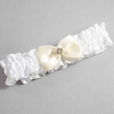 White and Ivory Satin Wedding Garter / White Wedding Garters / Wedding Garter / Custom Wedding Garter / Bridal Garter / Prom Garter / Linda Joyce Couture / Personalized Garter / Personalized Wedding Garter / Personalized Prom Garter