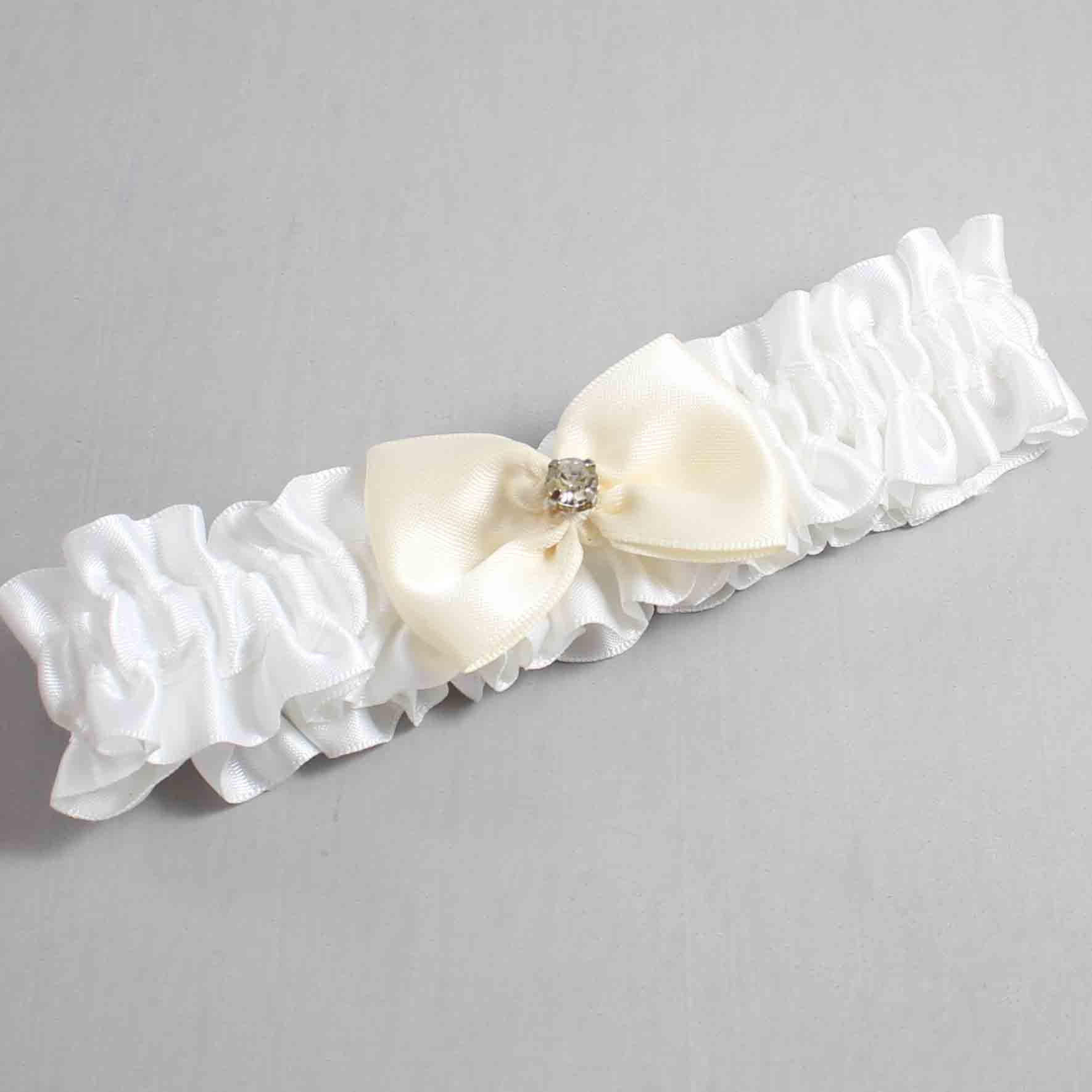 White and Ivory Satin Wedding Garter / White Wedding Garters / Wedding Garter / Custom Wedding Garter / Bridal Garter / Prom Garter / Linda Joyce Couture / Personalized Garter / Personalized Wedding Garter / Personalized Prom Garter