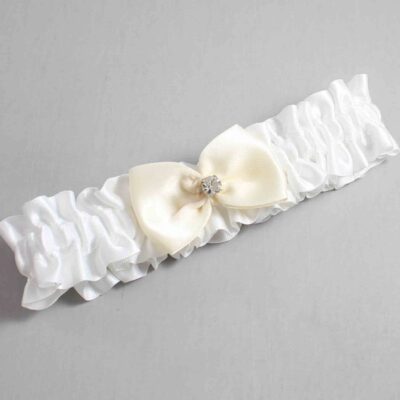 White and Ivory Satin Wedding Garter / White Wedding Garters / Wedding Garter / Custom Wedding Garter / Bridal Garter / Prom Garter / Linda Joyce Couture / Personalized Garter / Personalized Wedding Garter / Personalized Prom Garter