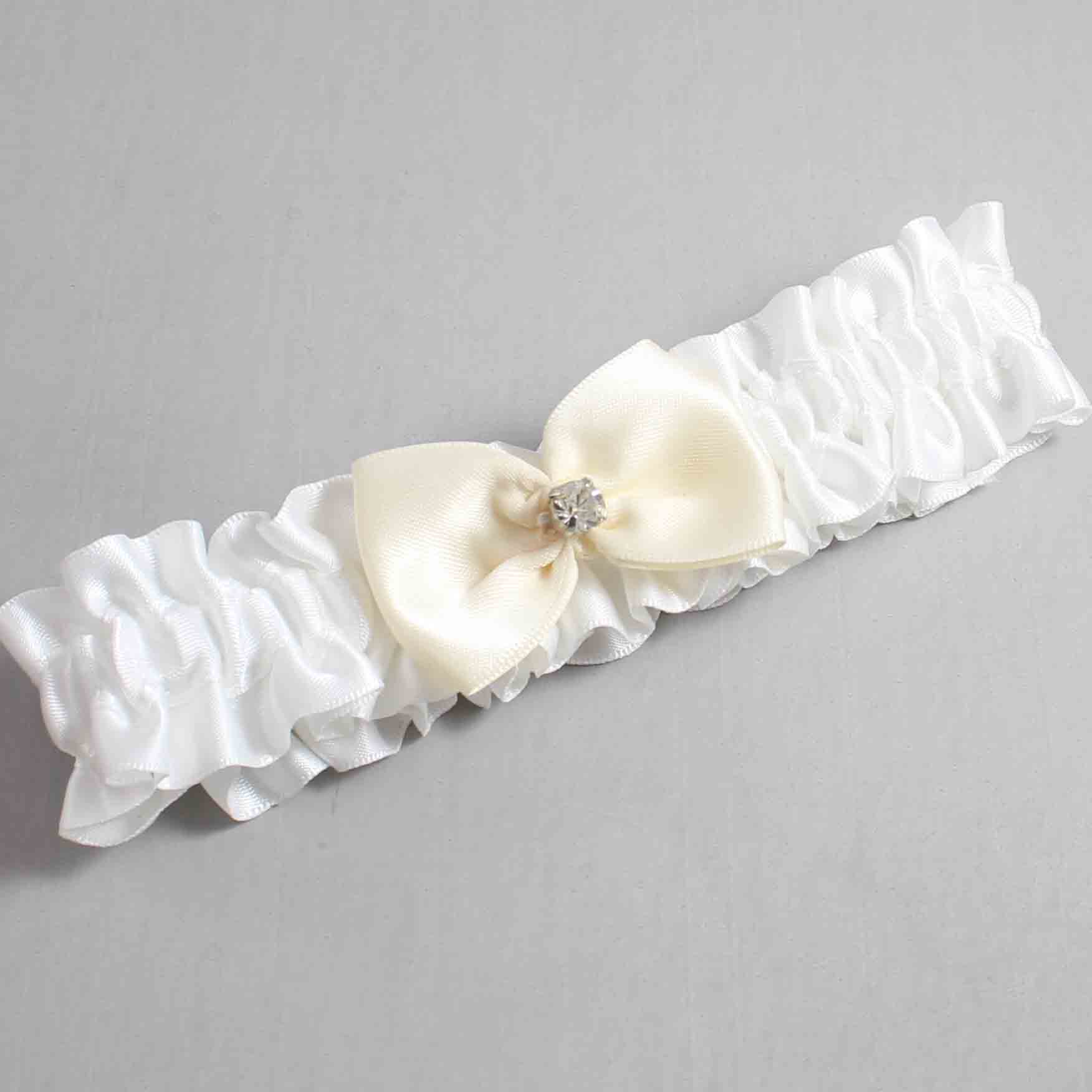 White and Ivory Satin Wedding Garter / White Wedding Garters / Wedding Garter / Custom Wedding Garter / Bridal Garter / Prom Garter / Linda Joyce Couture / Personalized Garter / Personalized Wedding Garter / Personalized Prom Garter