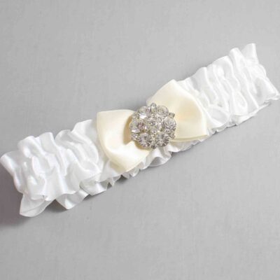 White and Ivory Satin Wedding Garter / White Wedding Garters / Wedding Garter / Custom Wedding Garter / Bridal Garter / Prom Garter / Linda Joyce Couture / Personalized Garter / Personalized Wedding Garter / Personalized Prom Garter