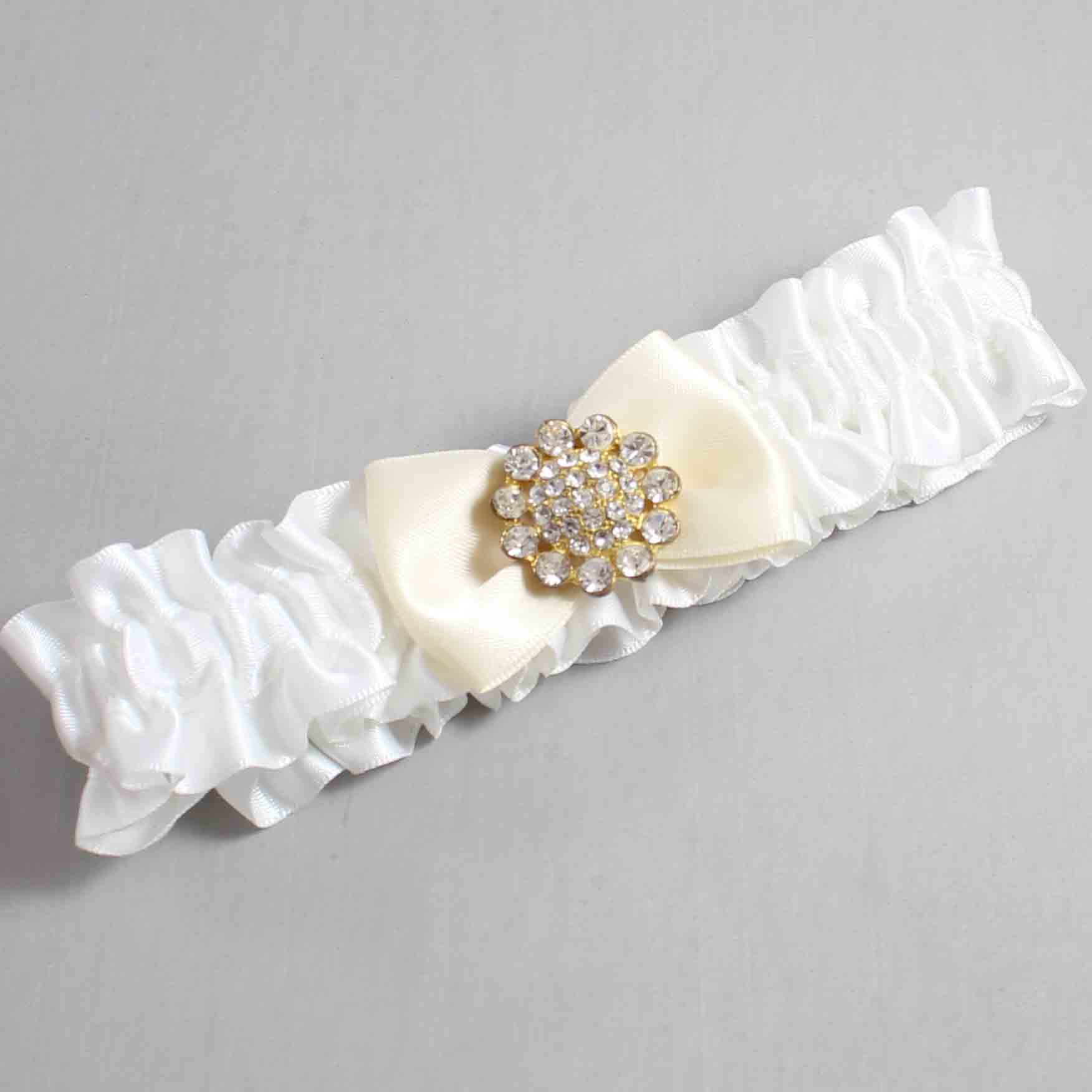 White and Ivory Satin Wedding Garter / White Wedding Garters / Wedding Garter / Custom Wedding Garter / Bridal Garter / Prom Garter / Linda Joyce Couture / Personalized Garter / Personalized Wedding Garter / Personalized Prom Garter