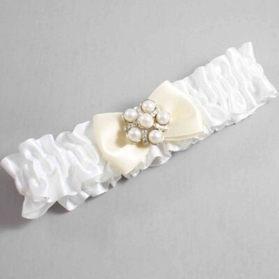 White and Ivory Satin Wedding Garter / White Wedding Garters / Wedding Garter / Custom Wedding Garter / Bridal Garter / Prom Garter / Linda Joyce Couture / Personalized Garter / Personalized Wedding Garter / Personalized Prom Garter