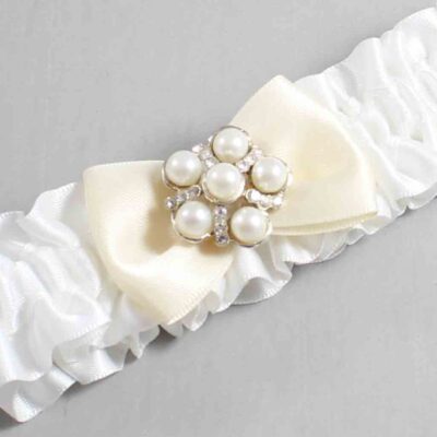 White and Ivory Satin Wedding Garter / White Wedding Garters / Wedding Garter / Custom Wedding Garter / Bridal Garter / Prom Garter / Linda Joyce Couture / Personalized Garter / Personalized Wedding Garter / Personalized Prom Garter
