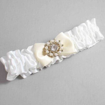 White and Ivory Satin Wedding Garter / White Wedding Garters / Wedding Garter / Custom Wedding Garter / Bridal Garter / Prom Garter / Linda Joyce Couture / Personalized Garter / Personalized Wedding Garter / Personalized Prom Garter