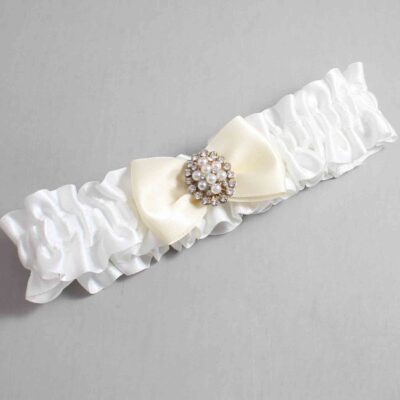 White and Ivory Satin Wedding Garter / White Wedding Garters / Wedding Garter / Custom Wedding Garter / Bridal Garter / Prom Garter / Linda Joyce Couture / Personalized Garter / Personalized Wedding Garter / Personalized Prom Garter