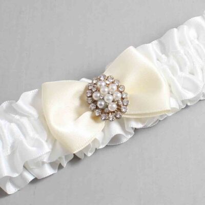 White and Ivory Satin Wedding Garter / White Wedding Garters / Wedding Garter / Custom Wedding Garter / Bridal Garter / Prom Garter / Linda Joyce Couture / Personalized Garter / Personalized Wedding Garter / Personalized Prom Garter