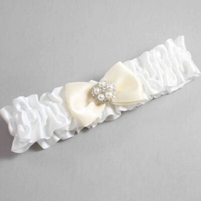 White and Ivory Satin Wedding Garter / White Wedding Garters / Wedding Garter / Custom Wedding Garter / Bridal Garter / Prom Garter / Linda Joyce Couture / Personalized Garter / Personalized Wedding Garter / Personalized Prom Garter
