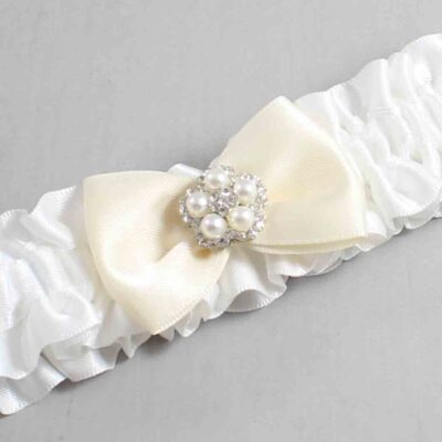 White and Ivory Satin Wedding Garter / White Wedding Garters / Wedding Garter / Custom Wedding Garter / Bridal Garter / Prom Garter / Linda Joyce Couture / Personalized Garter / Personalized Wedding Garter / Personalized Prom Garter