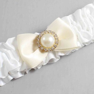 White and Ivory Satin Wedding Garter / White Wedding Garters / Wedding Garter / Custom Wedding Garter / Bridal Garter / Prom Garter / Linda Joyce Couture / Personalized Garter / Personalized Wedding Garter / Personalized Prom Garter