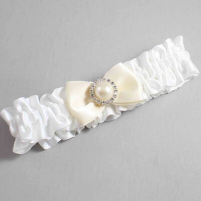 White and Ivory Satin Wedding Garter / White Wedding Garters / Wedding Garter / Custom Wedding Garter / Bridal Garter / Prom Garter / Linda Joyce Couture / Personalized Garter / Personalized Wedding Garter / Personalized Prom Garter