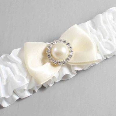 White and Ivory Satin Wedding Garter / White Wedding Garters / Wedding Garter / Custom Wedding Garter / Bridal Garter / Prom Garter / Linda Joyce Couture / Personalized Garter / Personalized Wedding Garter / Personalized Prom Garter