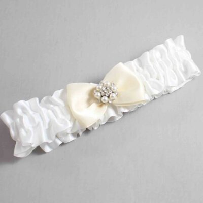 White and Ivory Satin Wedding Garter / White Wedding Garters / Wedding Garter / Custom Wedding Garter / Bridal Garter / Prom Garter / Linda Joyce Couture / Personalized Garter / Personalized Wedding Garter / Personalized Prom Garter