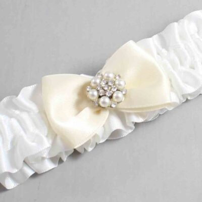 White and Ivory Satin Wedding Garter / White Wedding Garters / Wedding Garter / Custom Wedding Garter / Bridal Garter / Prom Garter / Linda Joyce Couture / Personalized Garter / Personalized Wedding Garter / Personalized Prom Garter