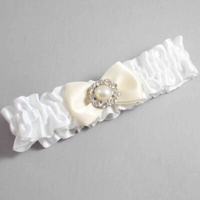 White and Ivory Satin Wedding Garter / White Wedding Garters / Wedding Garter / Custom Wedding Garter / Bridal Garter / Prom Garter / Linda Joyce Couture / Personalized Garter / Personalized Wedding Garter / Personalized Prom Garter