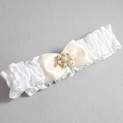 White and Ivory Satin Wedding Garter / White Wedding Garters / Wedding Garter / Custom Wedding Garter / Bridal Garter / Prom Garter / Linda Joyce Couture / Personalized Garter / Personalized Wedding Garter / Personalized Prom Garter
