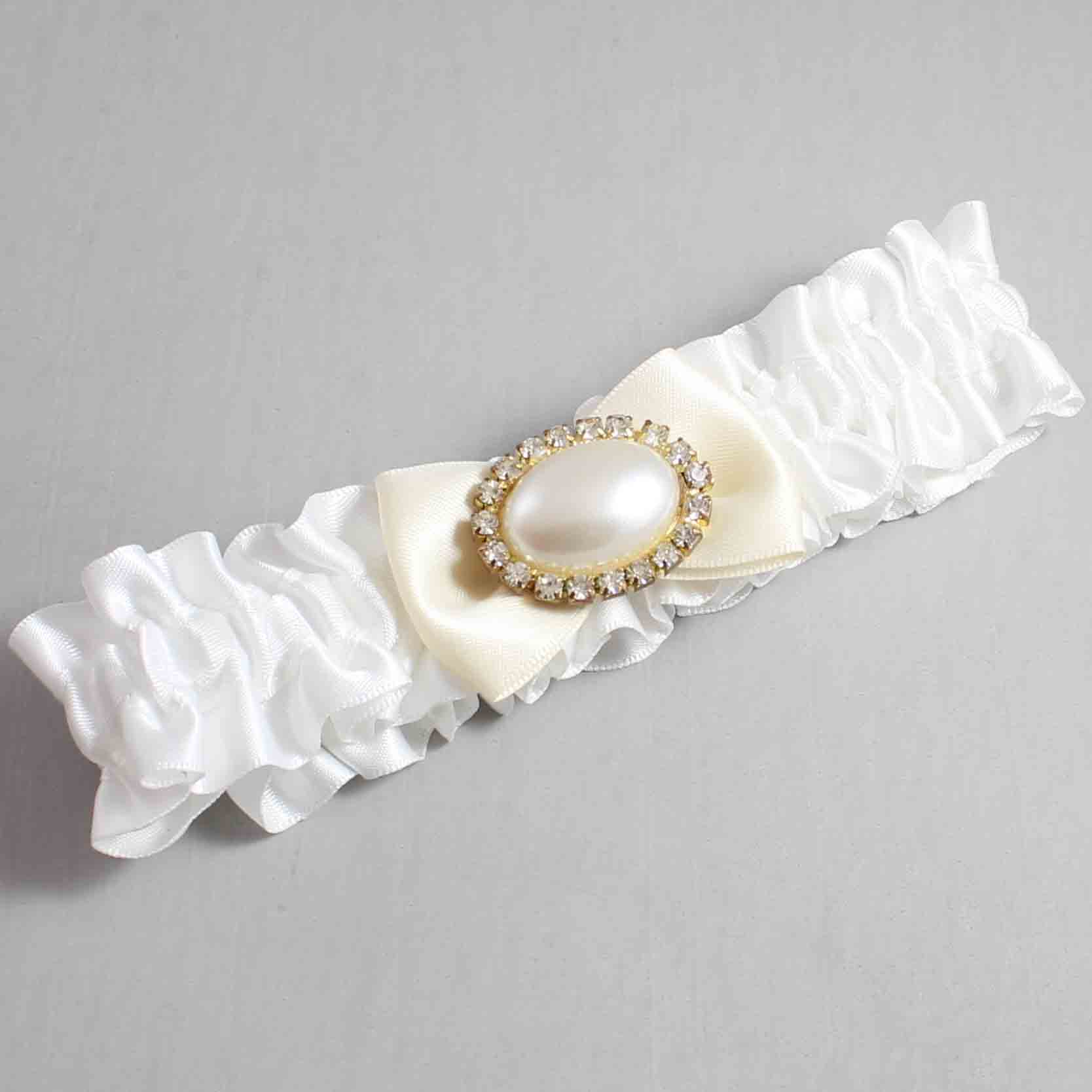 White and Ivory Satin Wedding Garter / White Wedding Garters / Wedding Garter / Custom Wedding Garter / Bridal Garter / Prom Garter / Linda Joyce Couture / Personalized Garter / Personalized Wedding Garter / Personalized Prom Garter